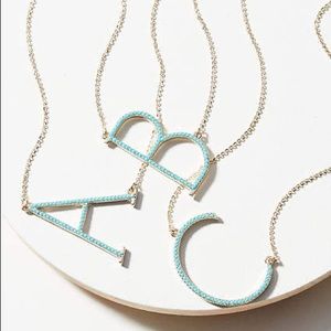 Anthropologie Letter L Pave Monogram Necklace